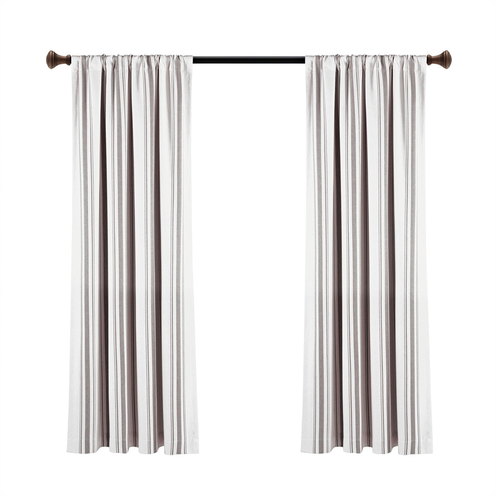 Paire de rideaux de fenêtre en coton teint en fil à rayures style ferme Lush Decor