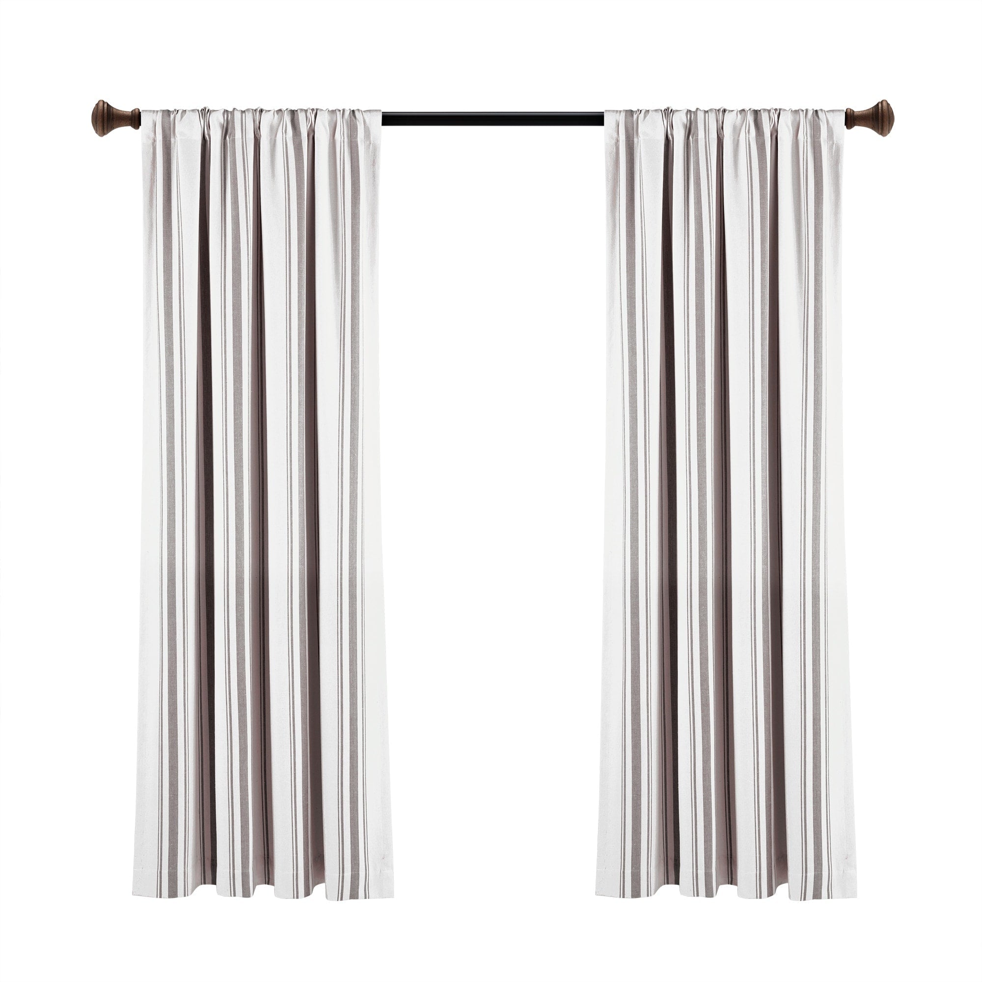 Paire de rideaux de fenêtre en coton teint en fil à rayures style ferme Lush Decor