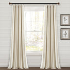 Paire de rideaux de fenêtre en coton teint en fil à rayures style ferme Lush Decor