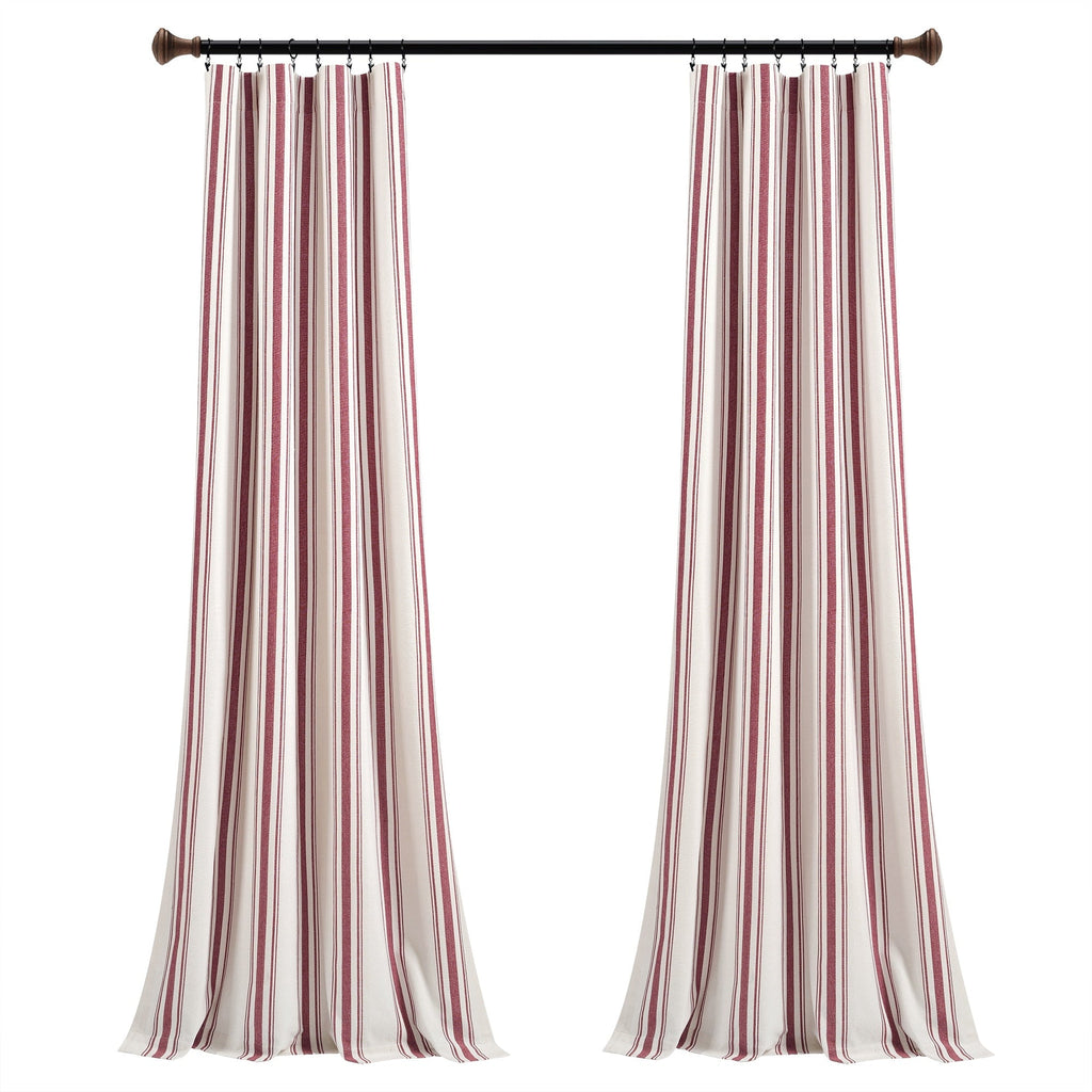 Paire de rideaux de fenêtre en coton teint en fil à rayures style ferme Lush Decor