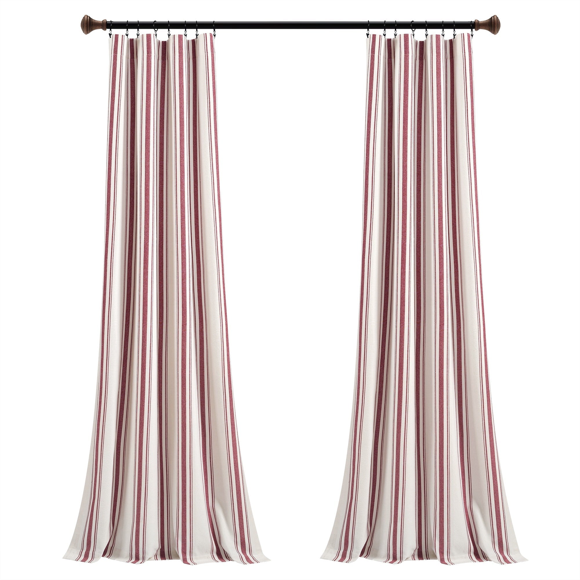 Paire de rideaux de fenêtre en coton teint en fil à rayures style ferme Lush Decor