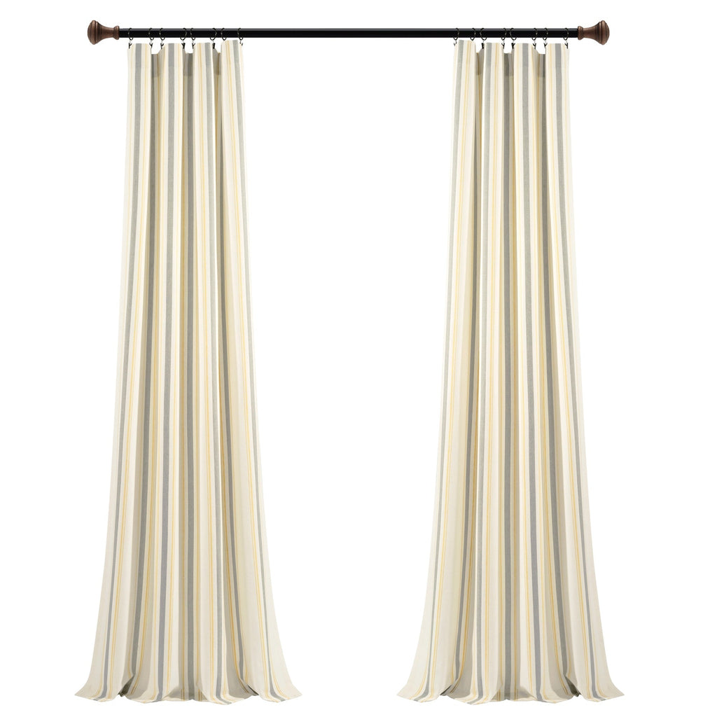Paire de rideaux de fenêtre en coton teint en fil à rayures style ferme Lush Decor