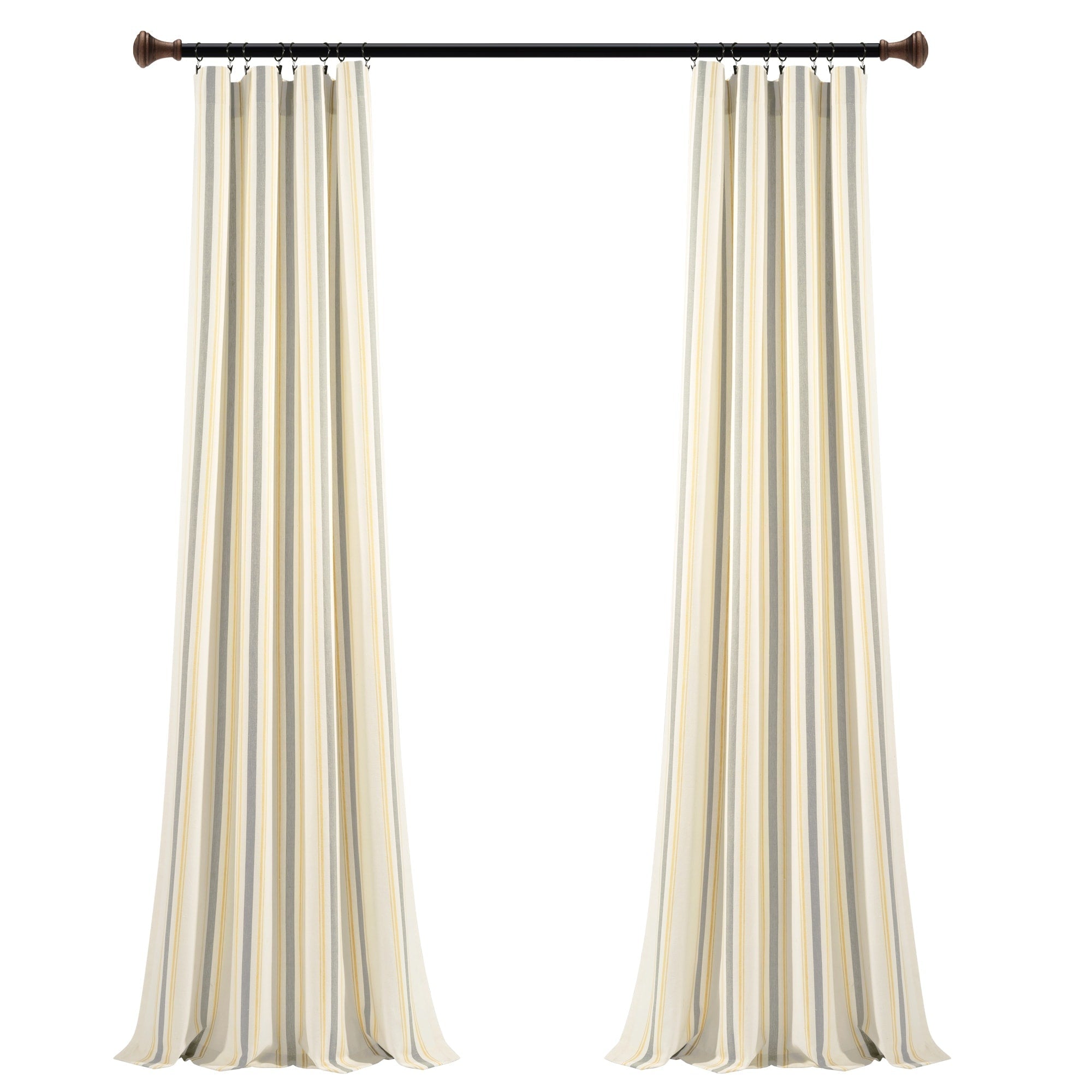Paire de rideaux de fenêtre en coton teint en fil à rayures style ferme Lush Decor