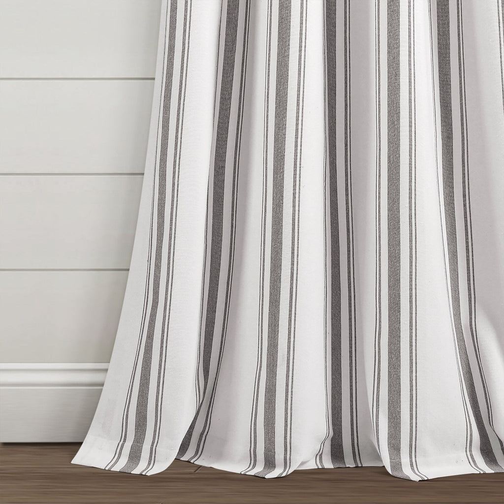 Paire de rideaux de fenêtre en coton teint en fil à rayures style ferme Lush Decor