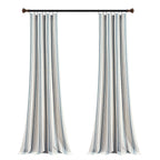 Paire de rideaux de fenêtre en coton teint en fil à rayures style ferme Lush Decor
