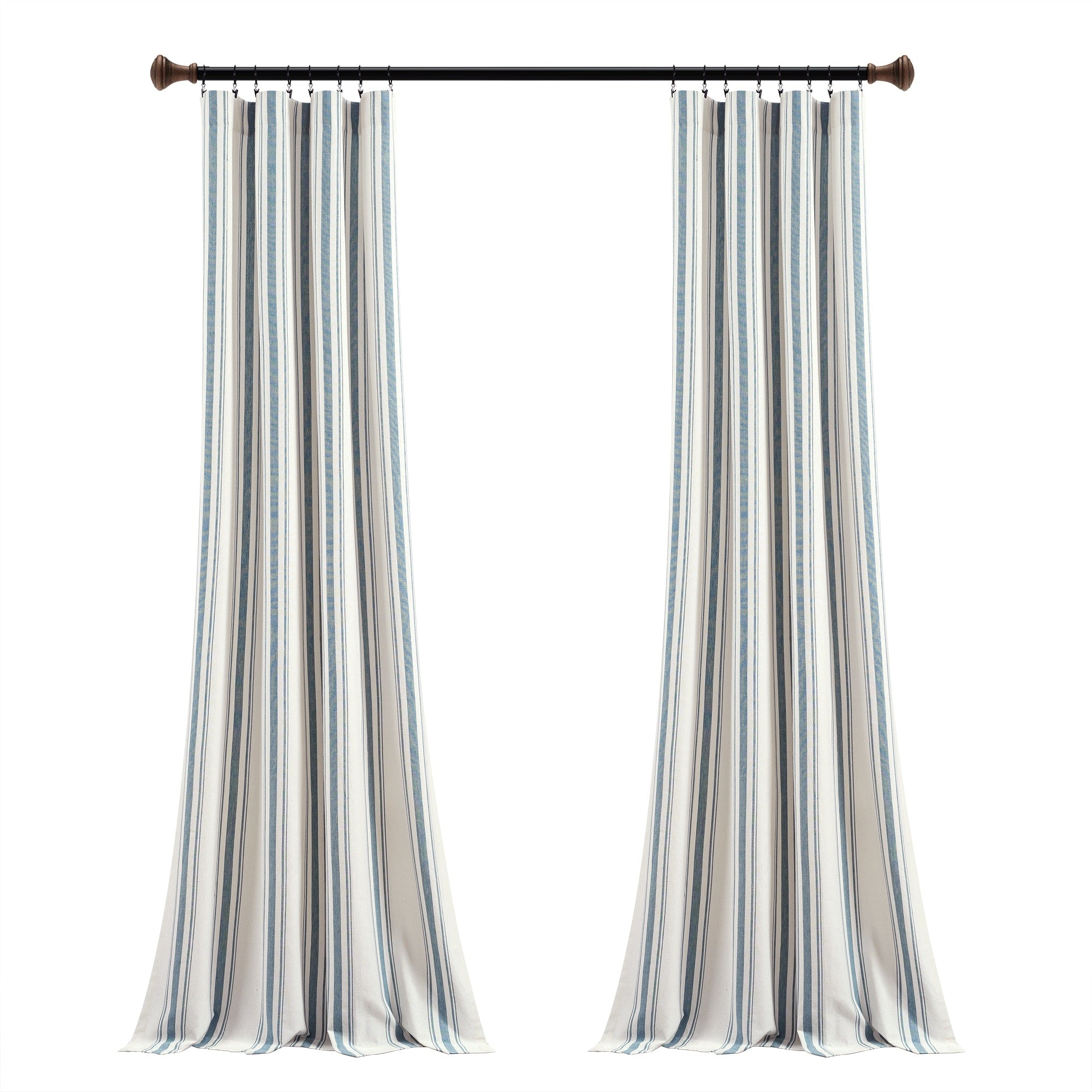Paire de rideaux de fenêtre en coton teint en fil à rayures style ferme Lush Decor