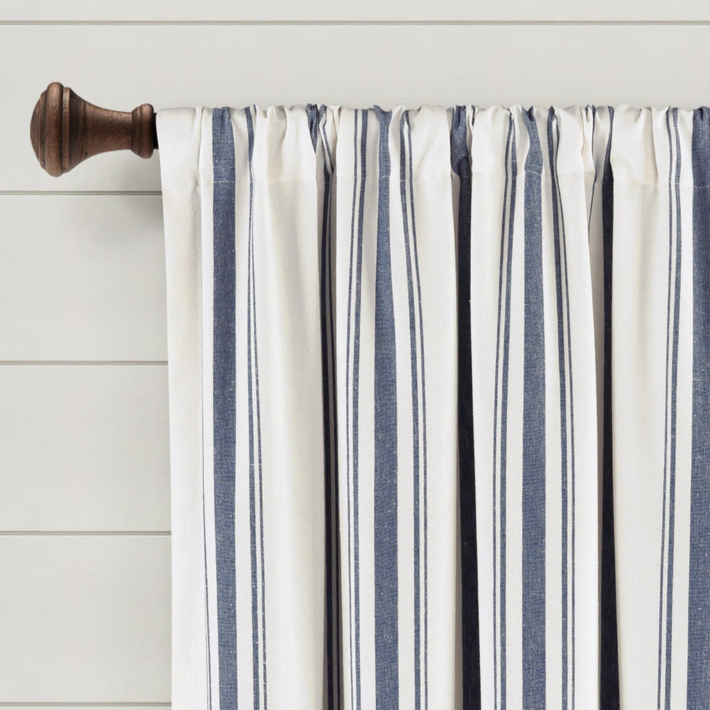 Paire de rideaux de fenêtre en coton teint en fil à rayures style ferme Lush Decor
