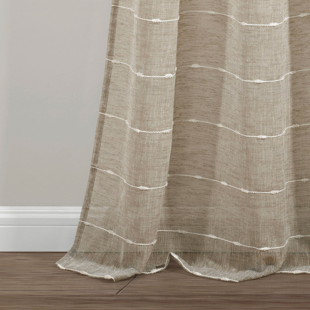 Paire de rideaux transparents texturés à œillets de style ferme Lush Decor