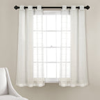 Paire de rideaux transparents texturés à œillets de style ferme Lush Decor