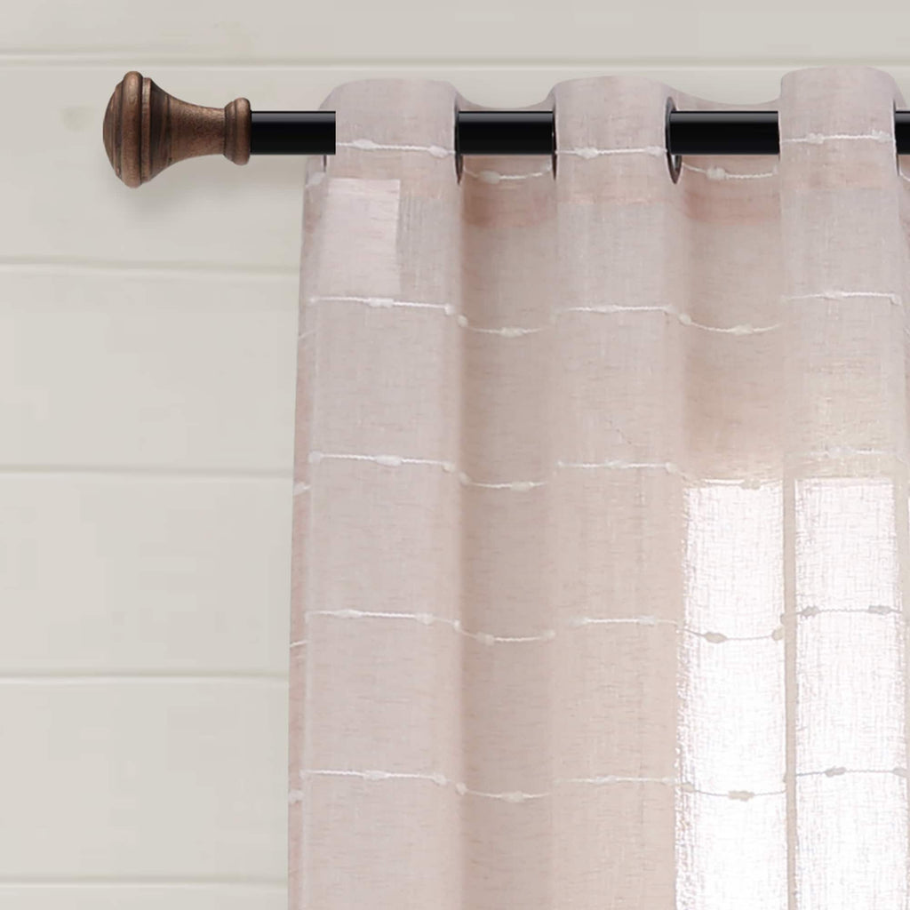 Paire de rideaux transparents texturés à œillets de style ferme Lush Decor