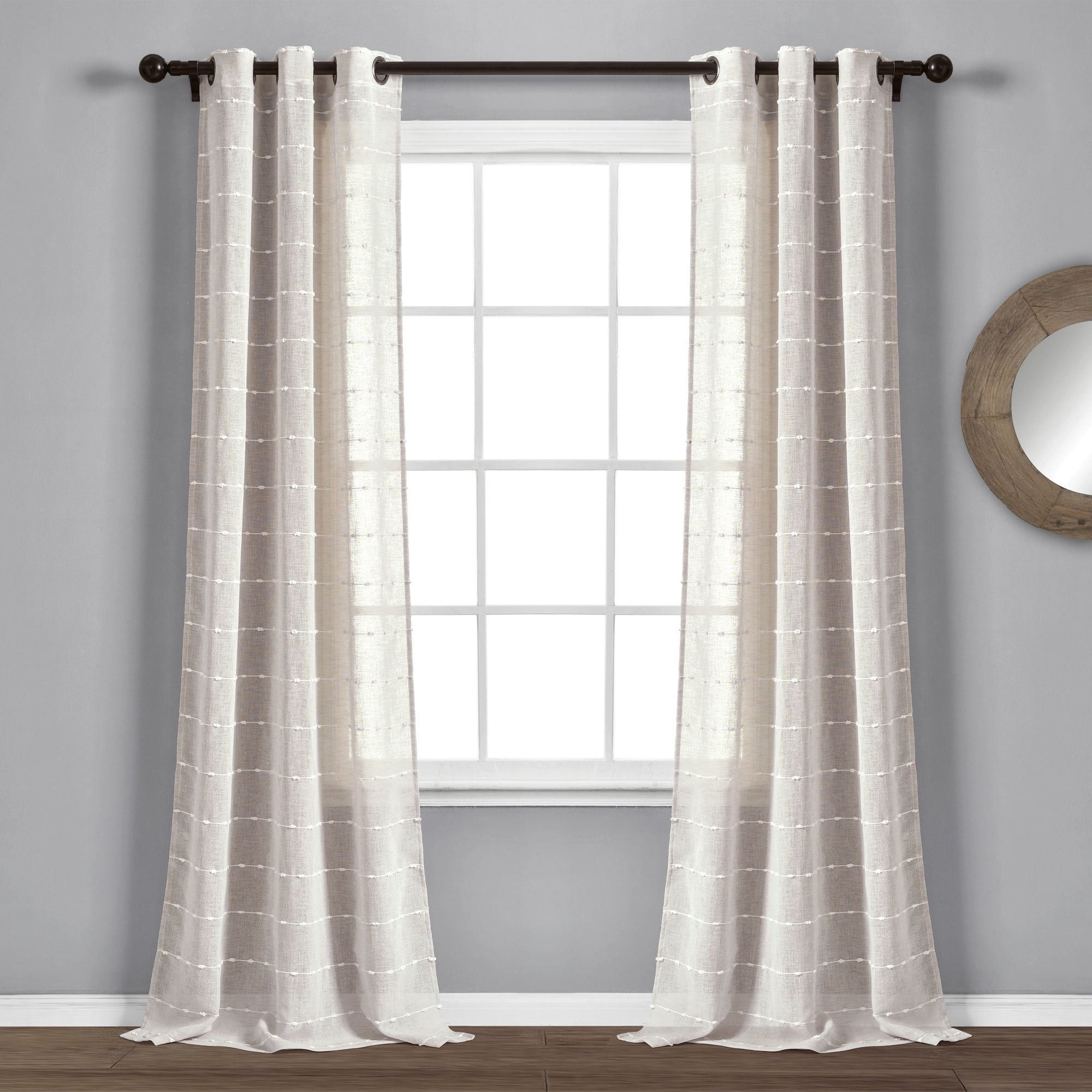 Paire de rideaux transparents texturés à œillets de style ferme Lush Decor