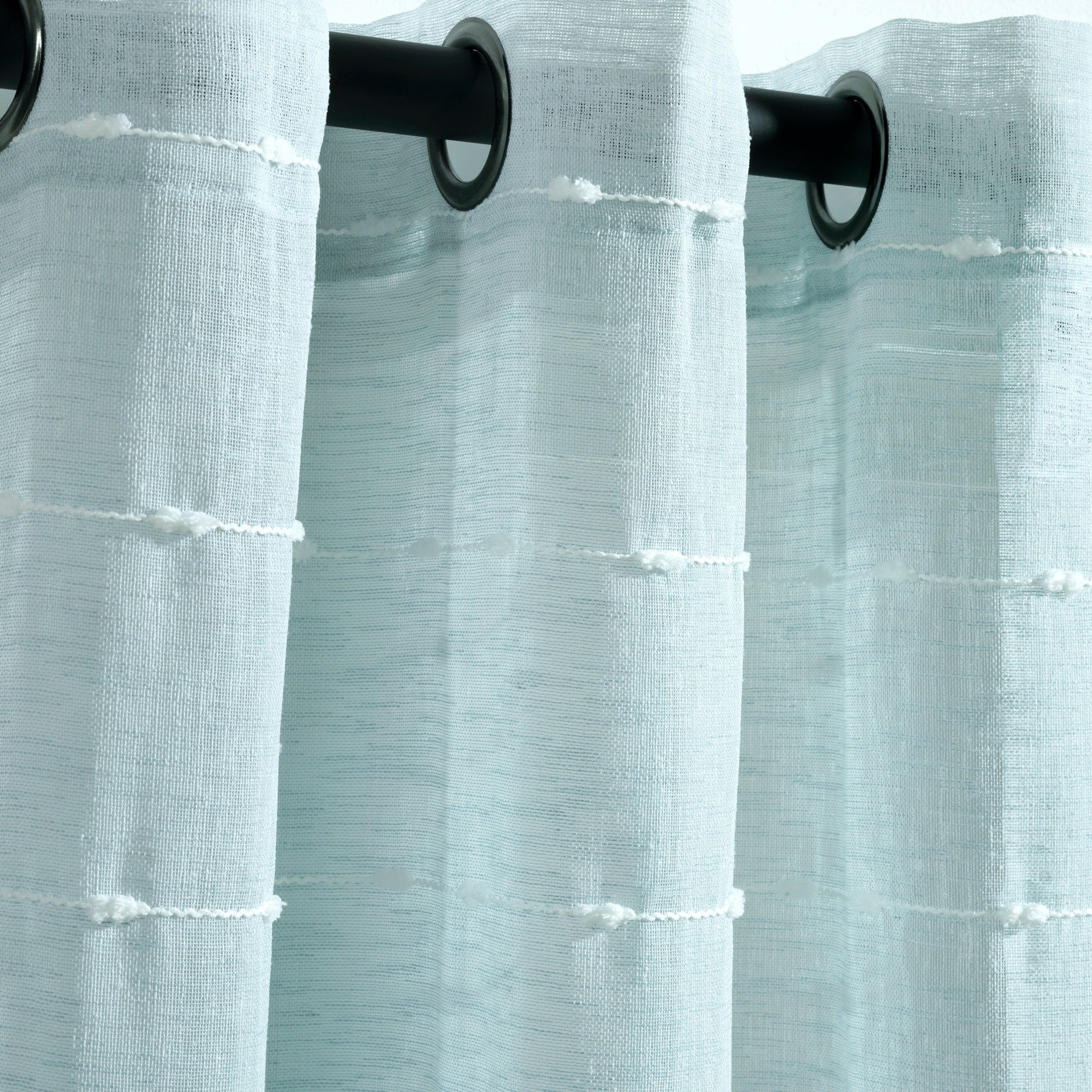 Paire de rideaux transparents texturés à œillets de style ferme Lush Decor