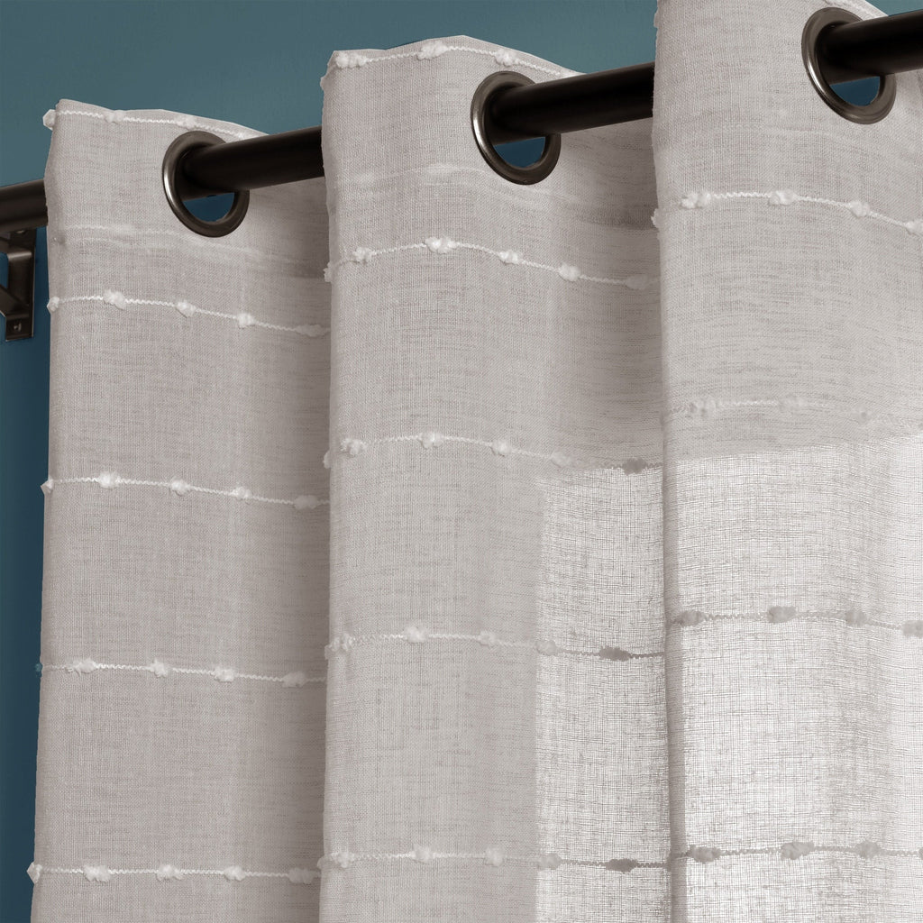 Paire de rideaux transparents texturés à œillets de style ferme Lush Decor