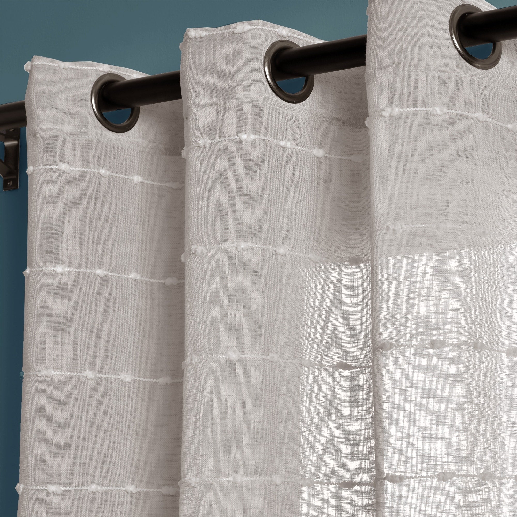 Paire de rideaux transparents texturés à œillets de style ferme Lush Decor