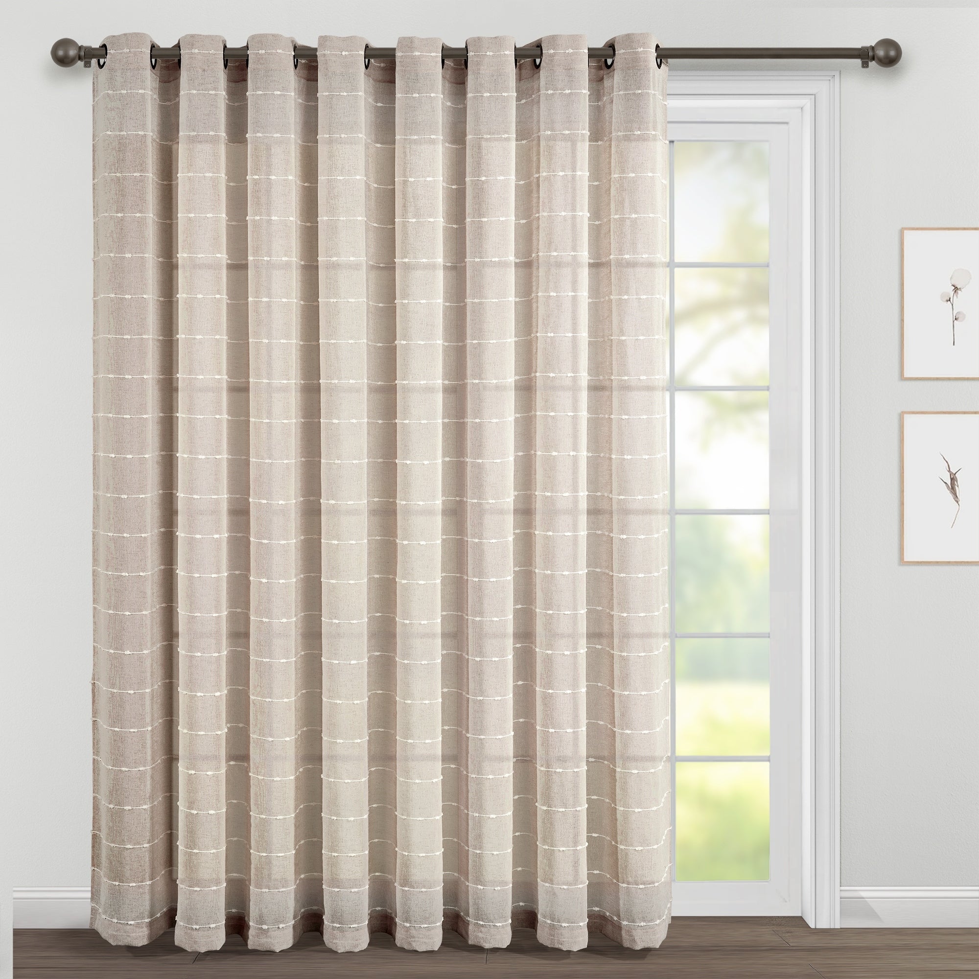 Paire de rideaux transparents texturés à œillets de style ferme Lush Decor