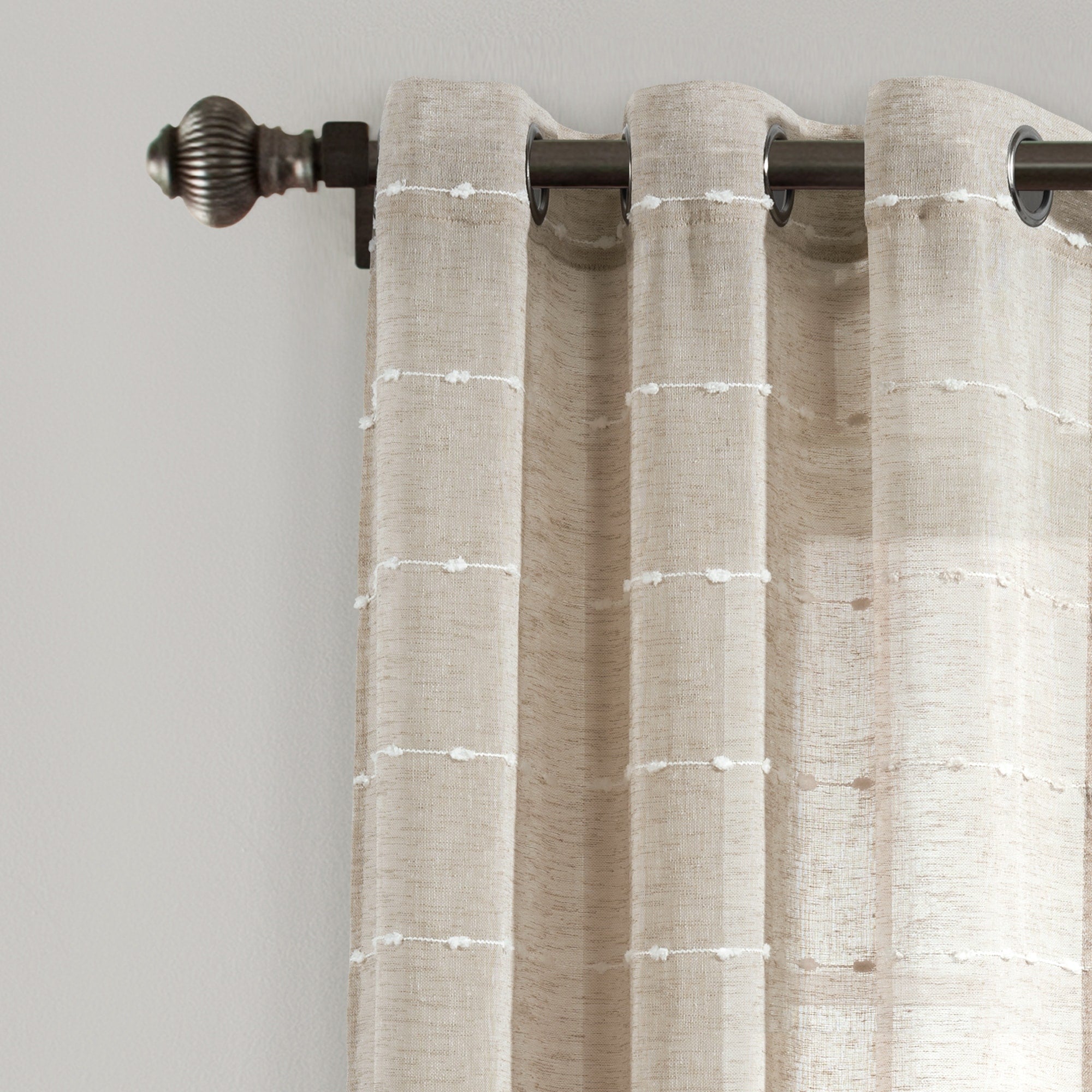Paire de rideaux transparents texturés à œillets de style ferme Lush Decor