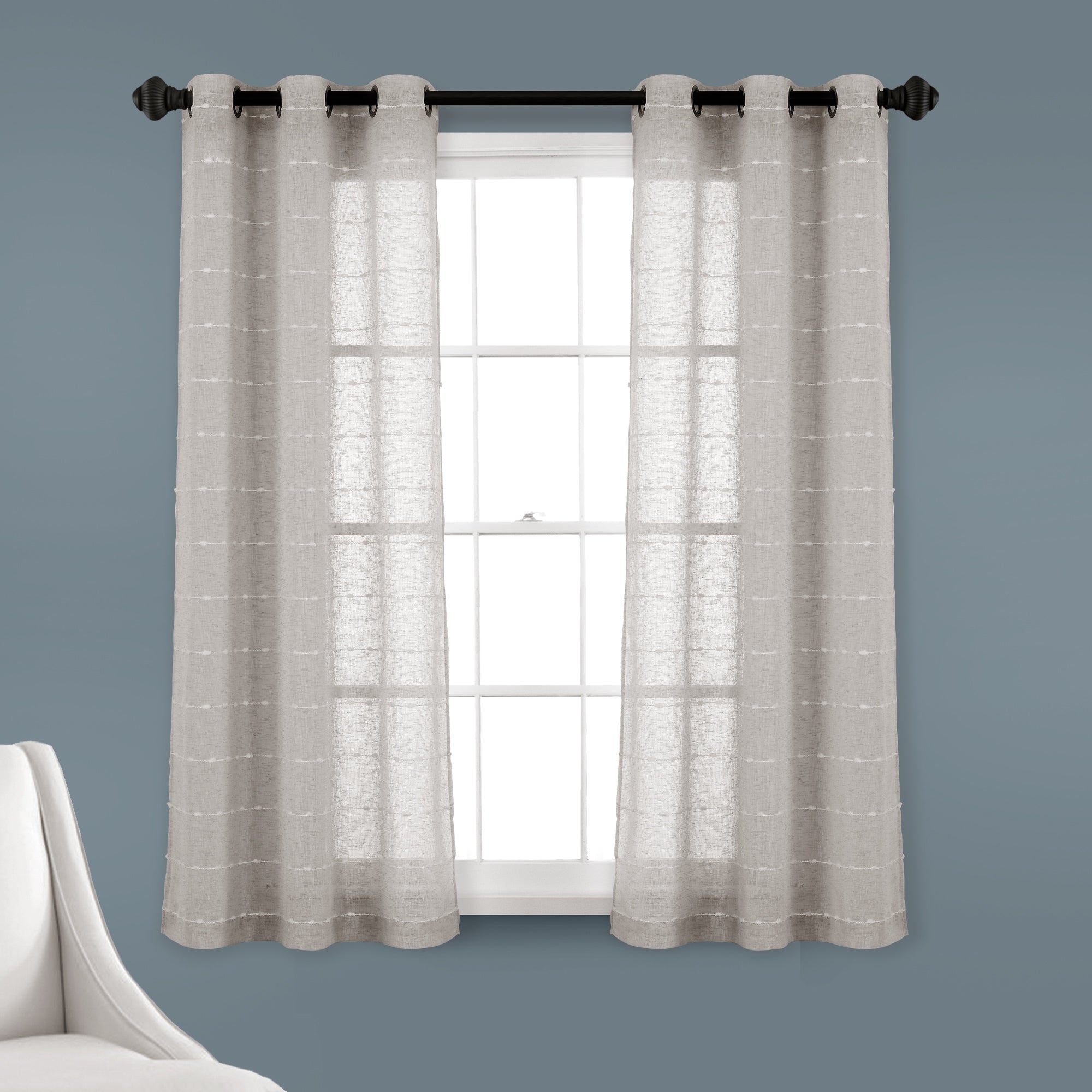 Paire de rideaux transparents texturés à œillets de style ferme Lush Decor