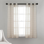 Paire de rideaux transparents texturés à œillets de style ferme Lush Decor