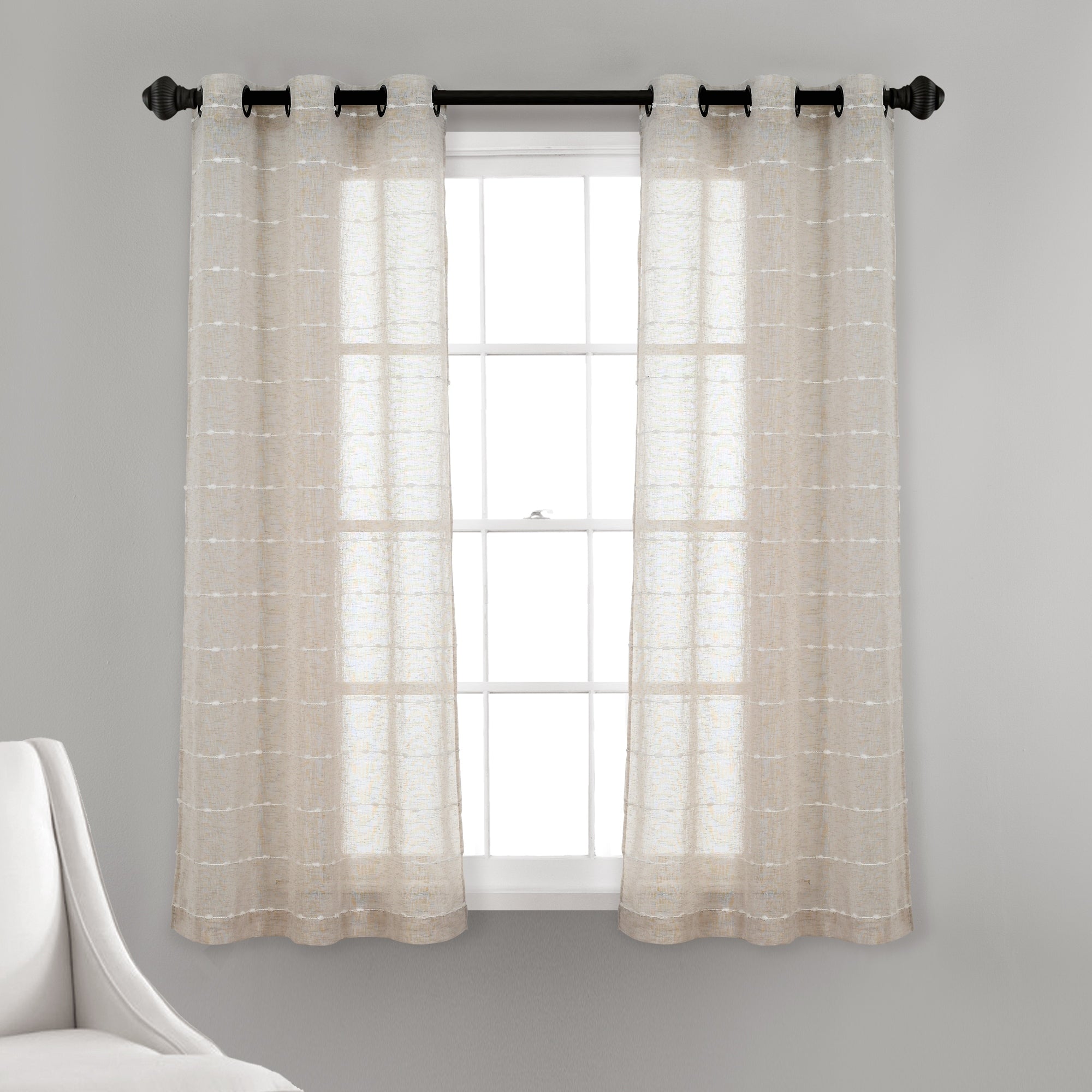Paire de rideaux transparents texturés à œillets de style ferme Lush Decor
