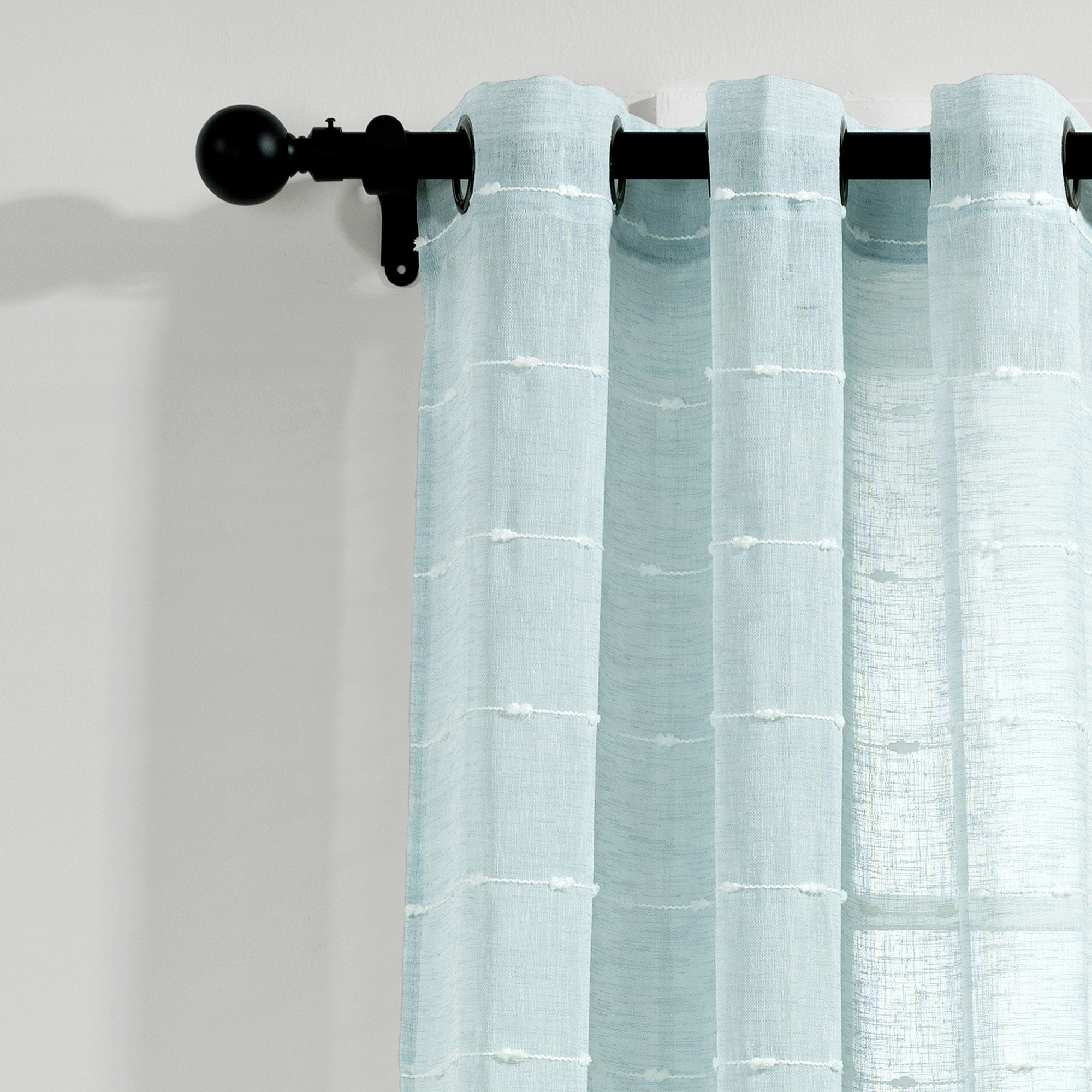 Paire de rideaux transparents texturés à œillets de style ferme Lush Decor