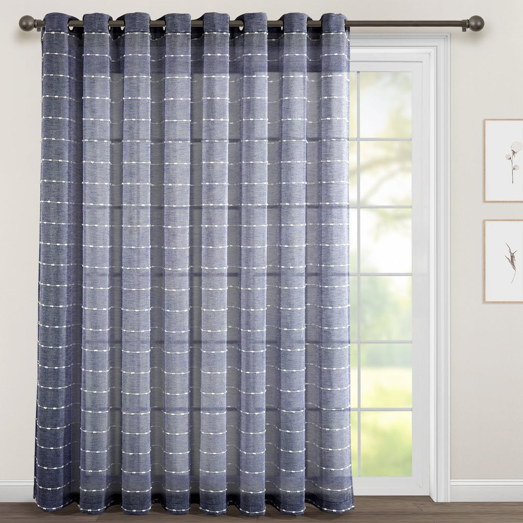 Paire de rideaux transparents texturés à œillets de style ferme Lush Decor