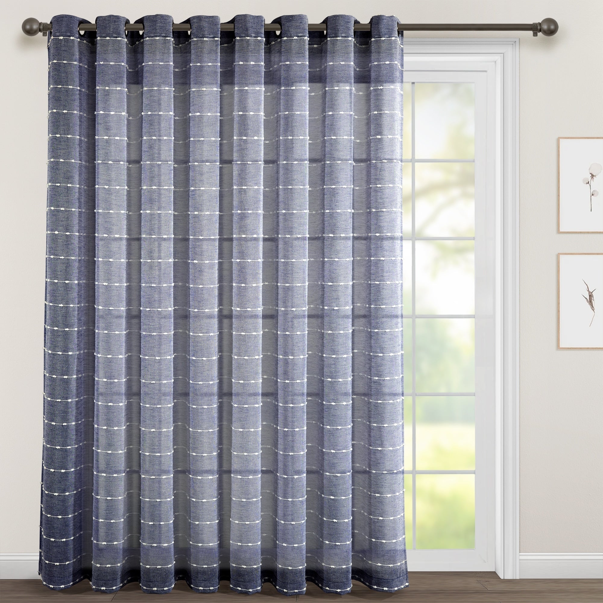 Paire de rideaux transparents texturés à œillets de style ferme Lush Decor
