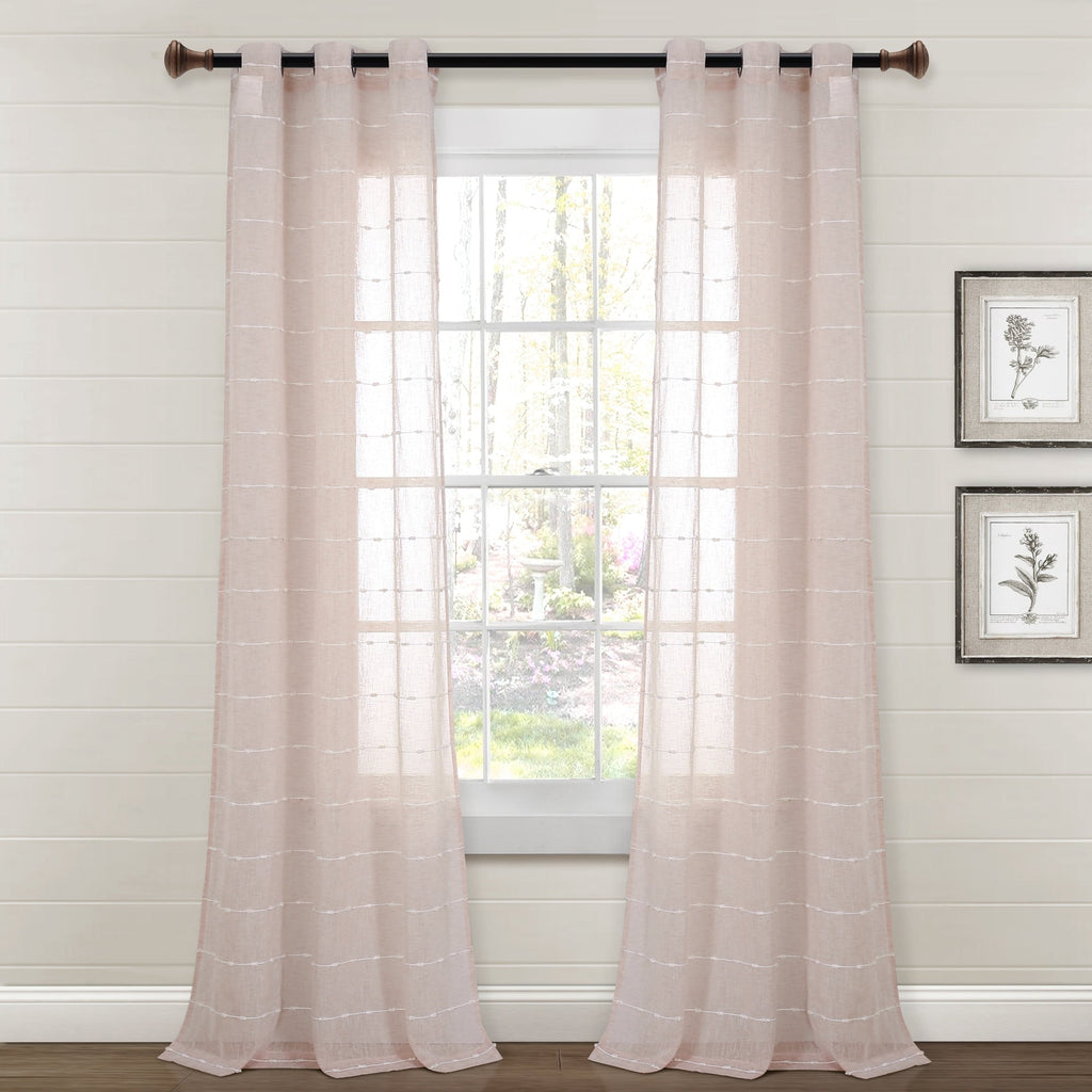 Paire de rideaux transparents texturés à œillets de style ferme Lush Decor