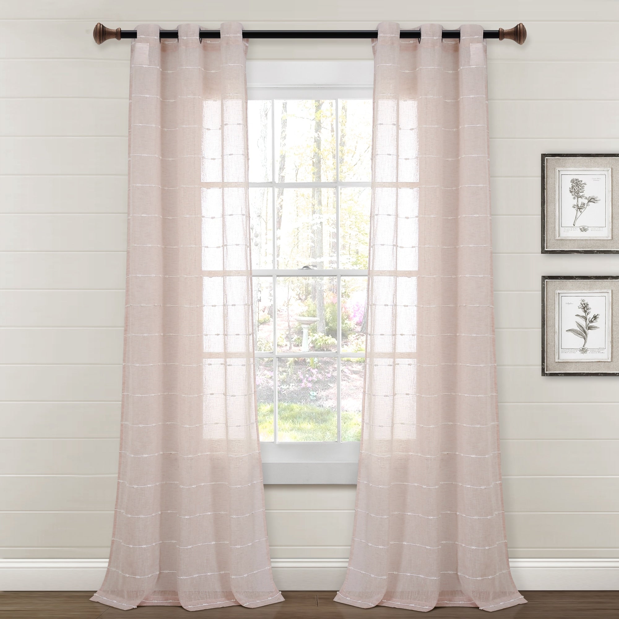 Paire de rideaux transparents texturés à œillets de style ferme Lush Decor