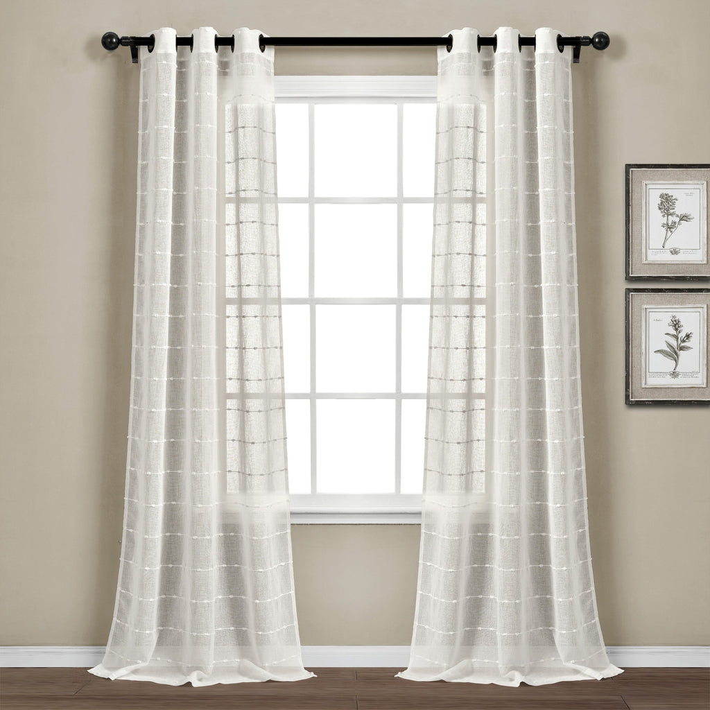 Paire de rideaux transparents texturés à œillets de style ferme Lush Decor