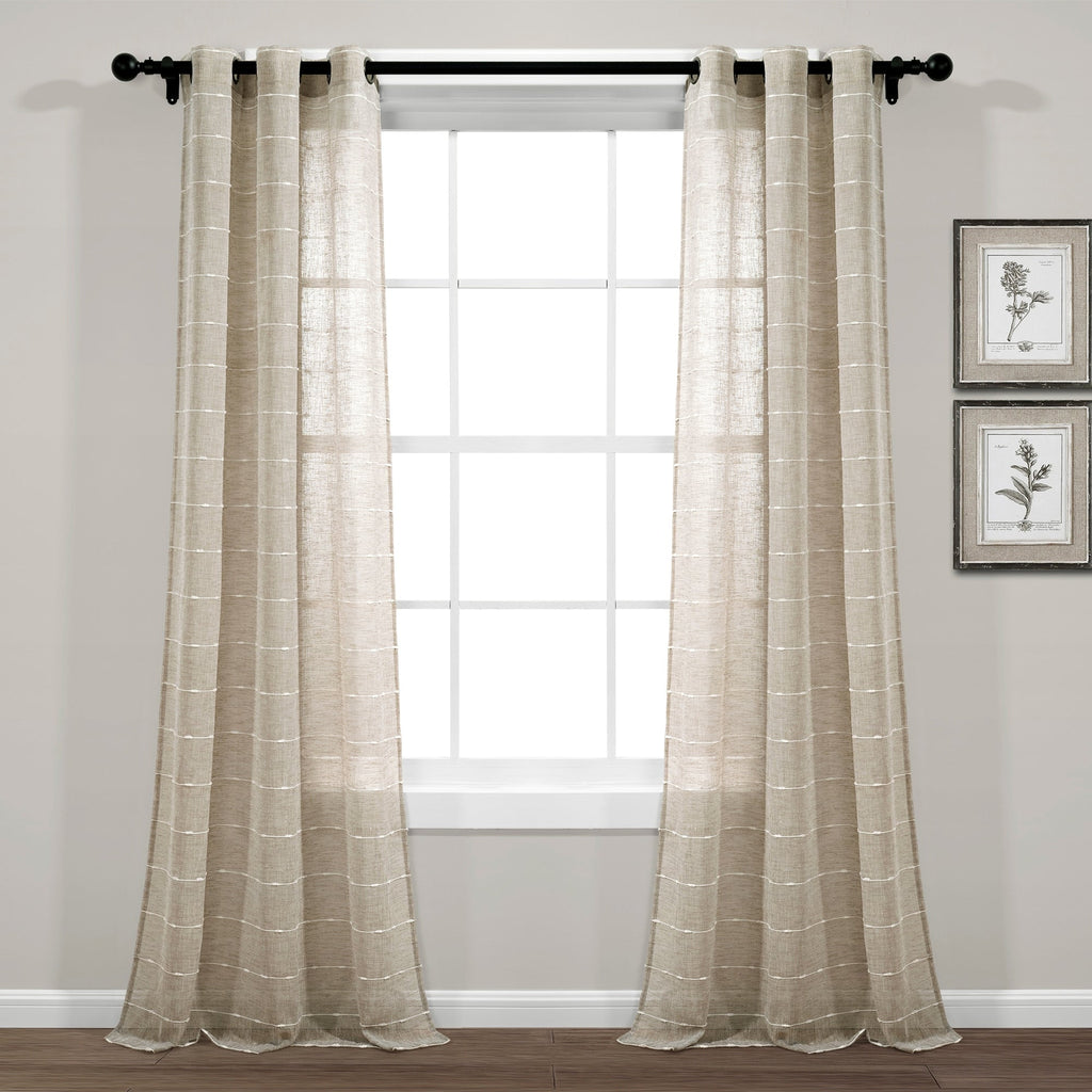 Paire de rideaux transparents texturés à œillets de style ferme Lush Decor