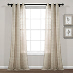 Paire de rideaux transparents texturés à œillets de style ferme Lush Decor