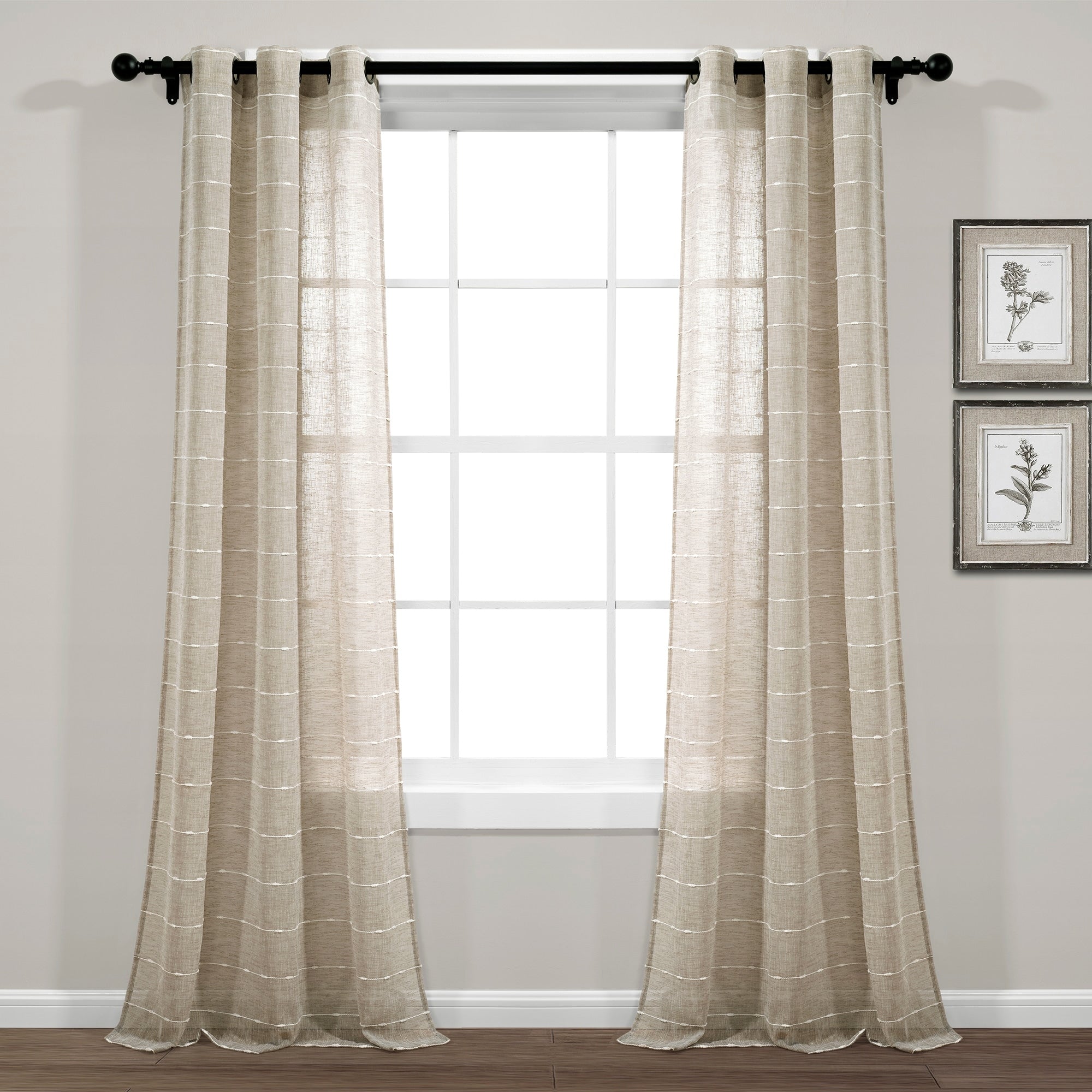 Paire de rideaux transparents texturés à œillets de style ferme Lush Decor