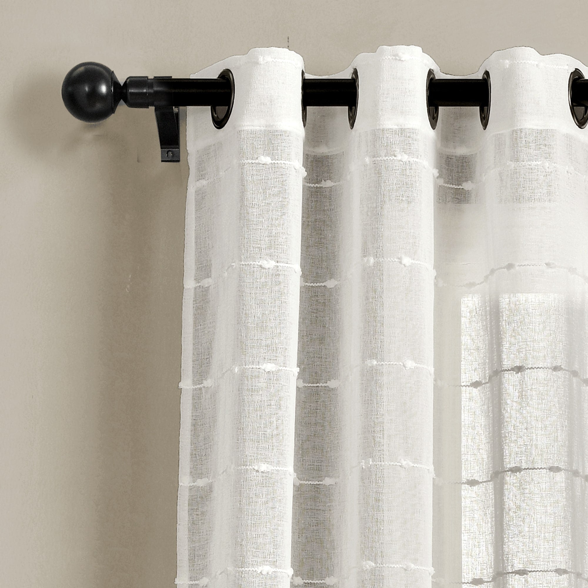 Paire de rideaux transparents texturés à œillets de style ferme Lush Decor