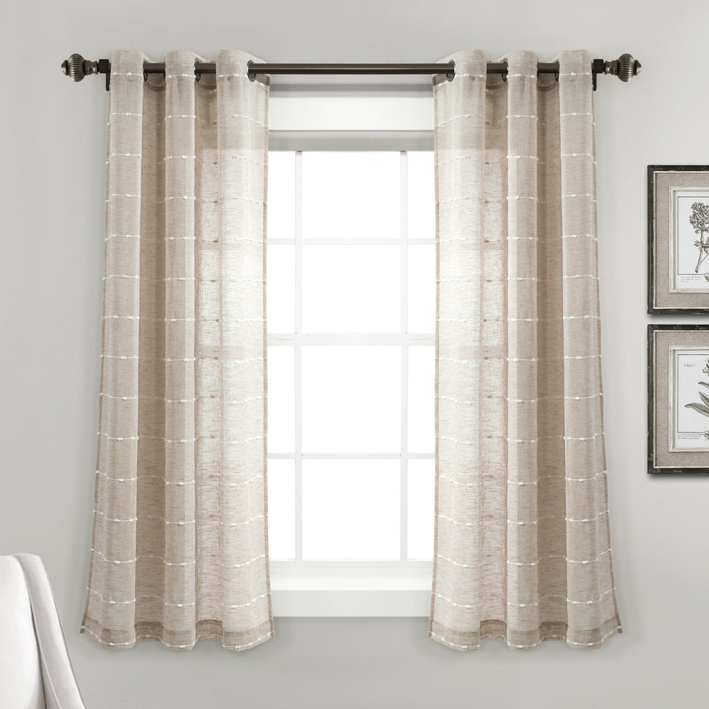 Paire de rideaux transparents texturés à œillets de style ferme Lush Decor