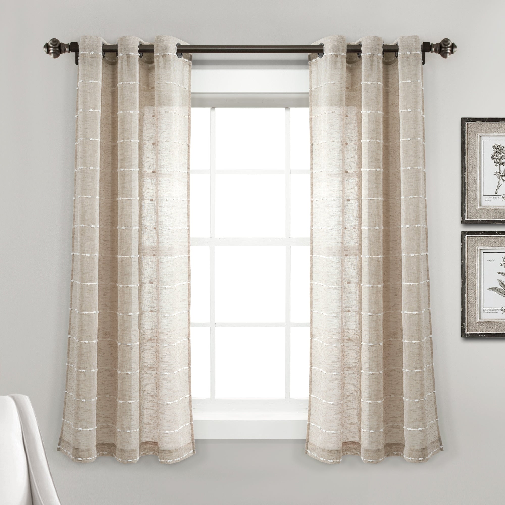 Paire de rideaux transparents texturés à œillets de style ferme Lush Decor