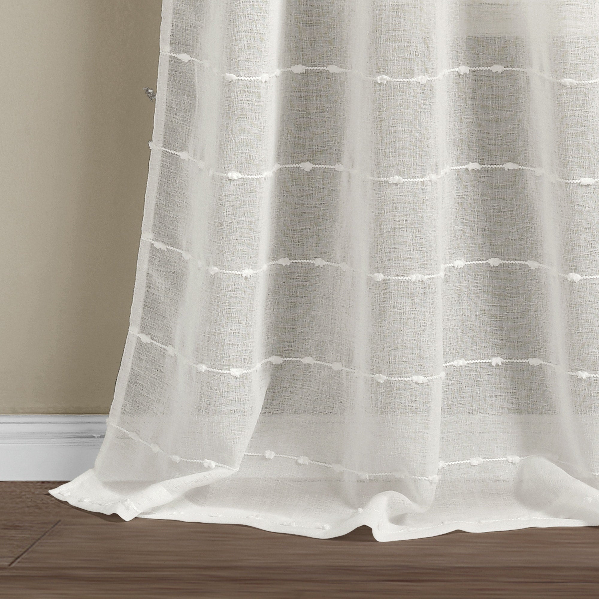 Paire de rideaux transparents texturés à œillets de style ferme Lush Decor