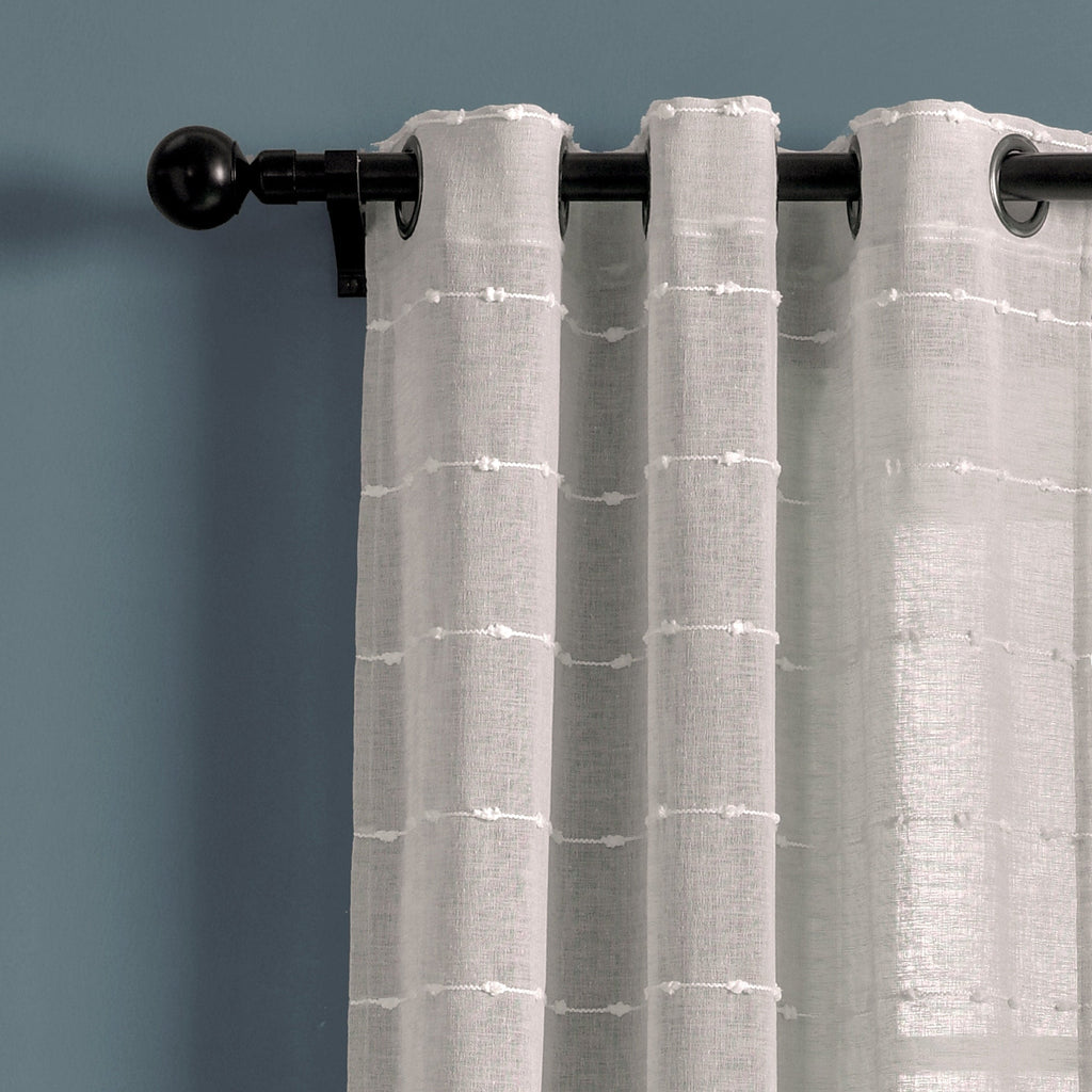 Paire de rideaux transparents texturés à œillets de style ferme Lush Decor