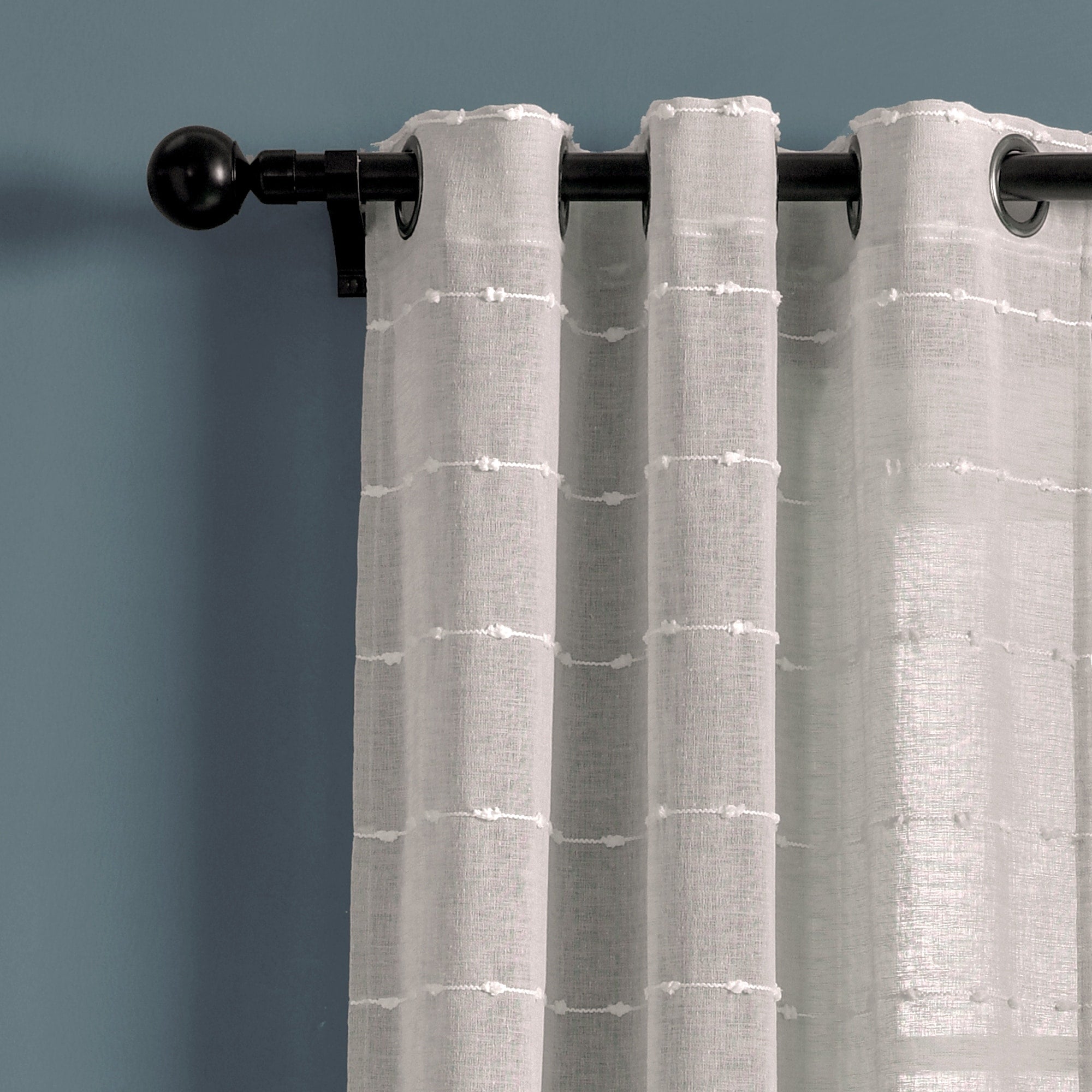 Paire de rideaux transparents texturés à œillets de style ferme Lush Decor