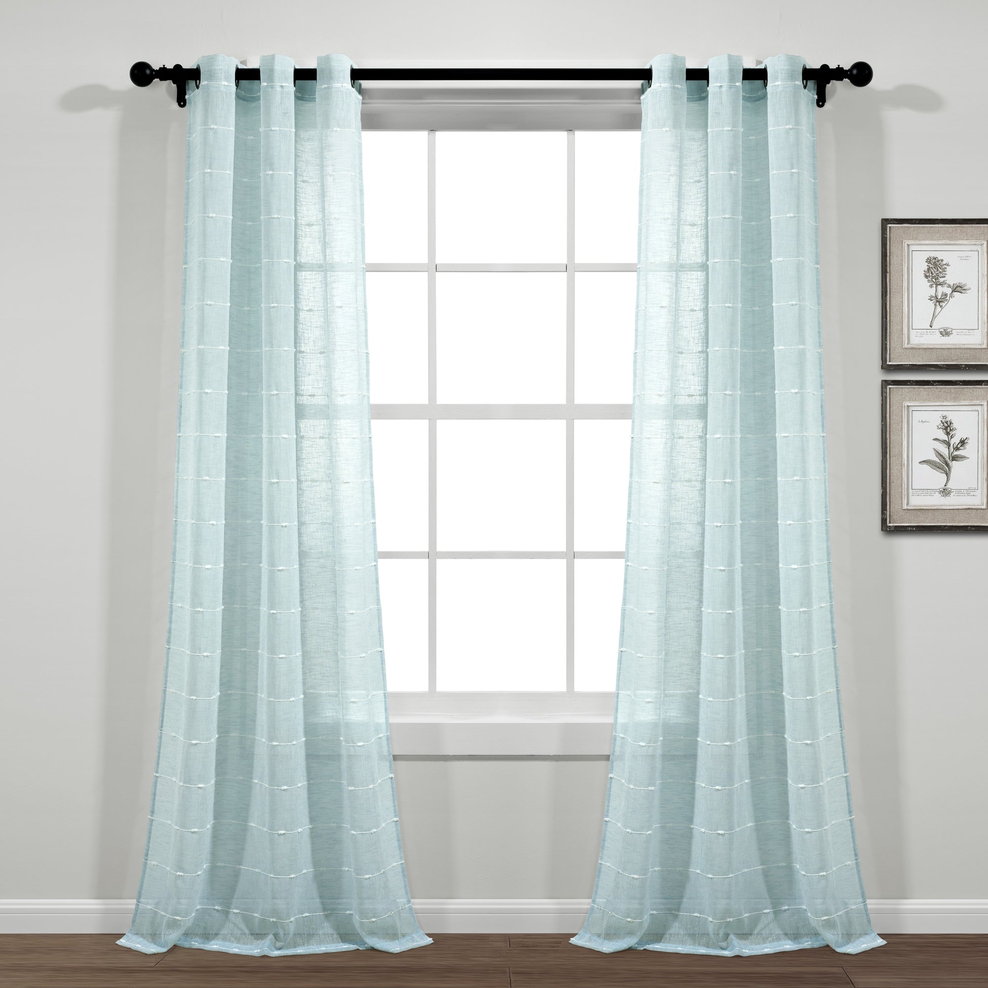 Paire de rideaux transparents texturés à œillets de style ferme Lush Decor