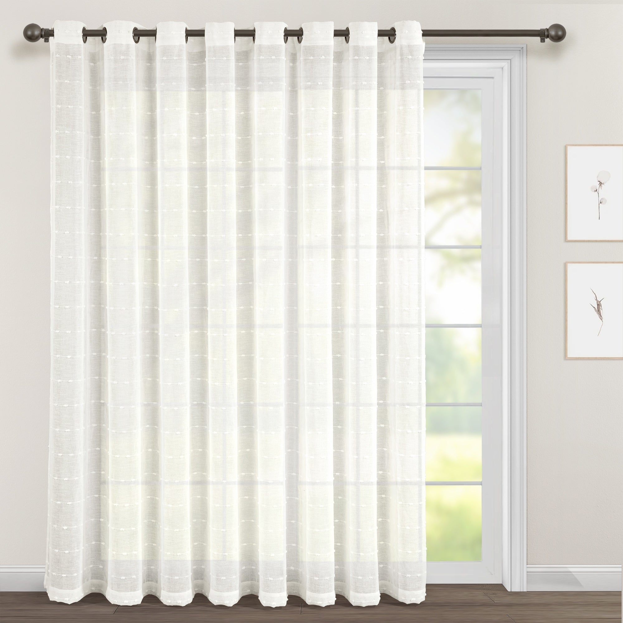 Paire de rideaux transparents texturés à œillets de style ferme Lush Decor