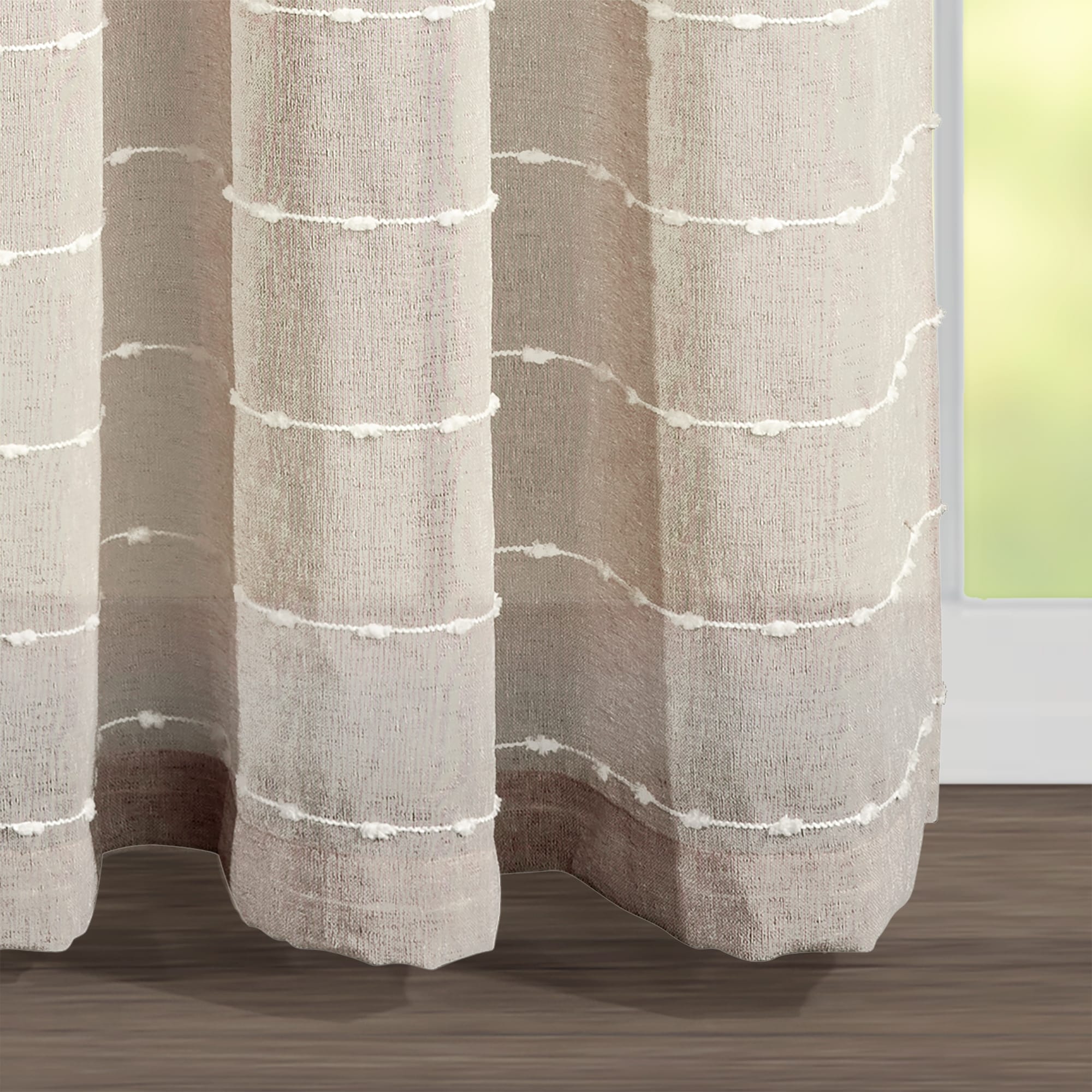 Paire de rideaux transparents texturés à œillets de style ferme Lush Decor