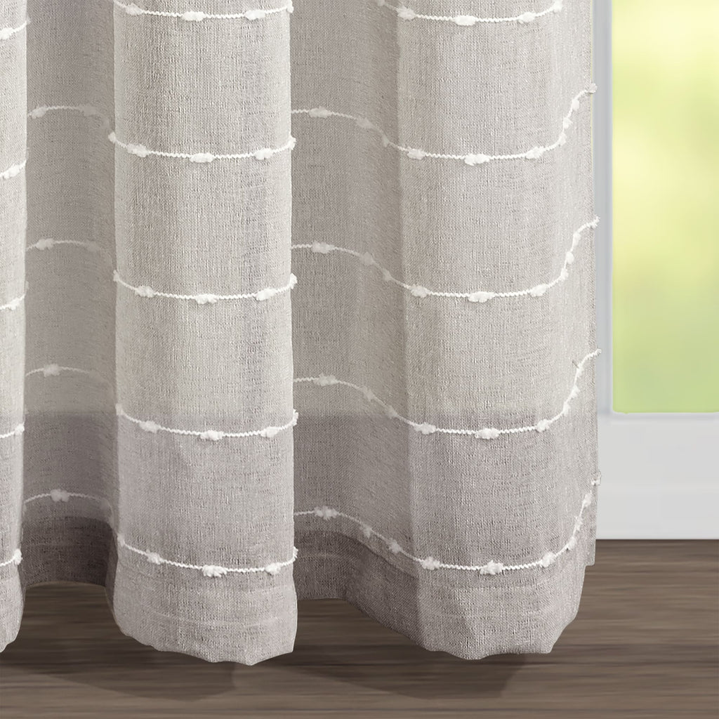 Paire de rideaux transparents texturés à œillets de style ferme Lush Decor