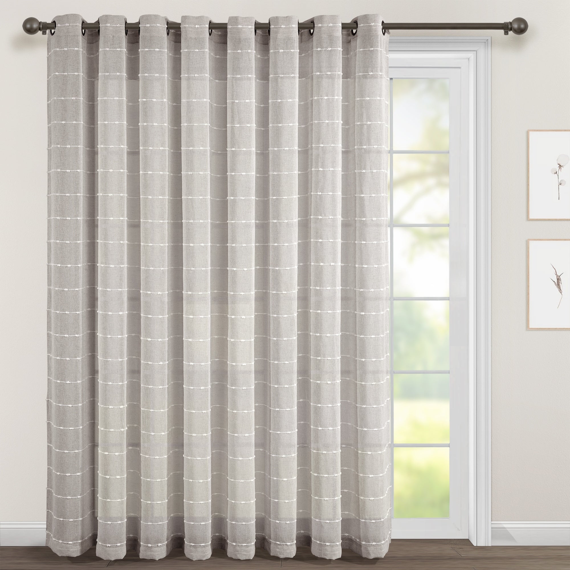 Paire de rideaux transparents texturés à œillets de style ferme Lush Decor