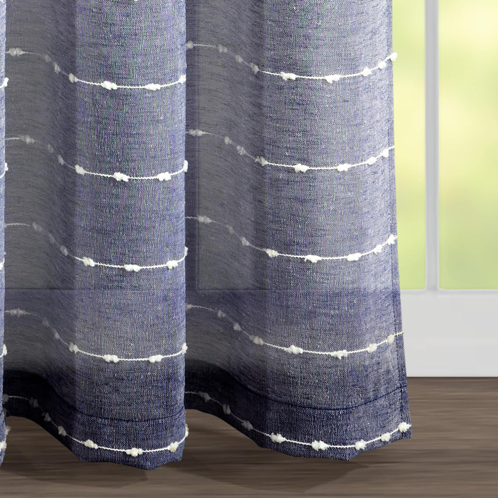 Paire de rideaux transparents texturés à œillets de style ferme Lush Decor