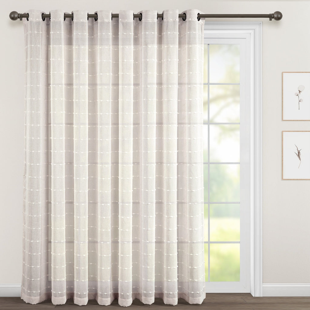 Paire de rideaux transparents texturés à œillets de style ferme Lush Decor