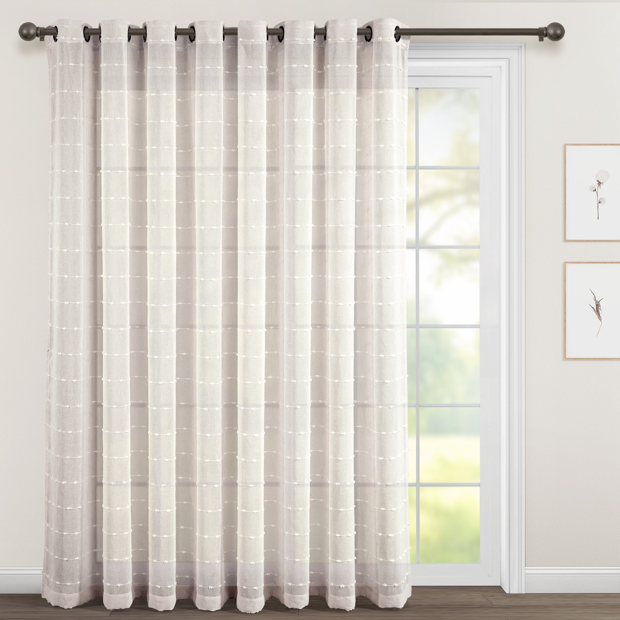 Paire de rideaux transparents texturés à œillets de style ferme Lush Decor