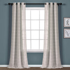 Paire de rideaux transparents texturés à œillets de style ferme Lush Decor