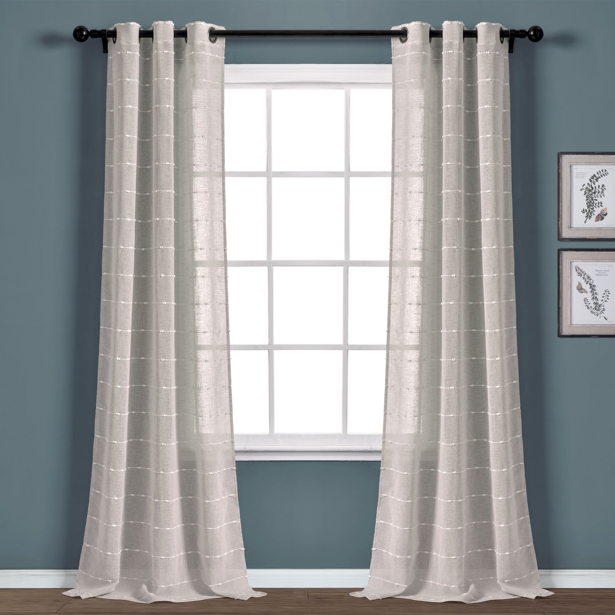 Paire de rideaux transparents texturés à œillets de style ferme Lush Decor