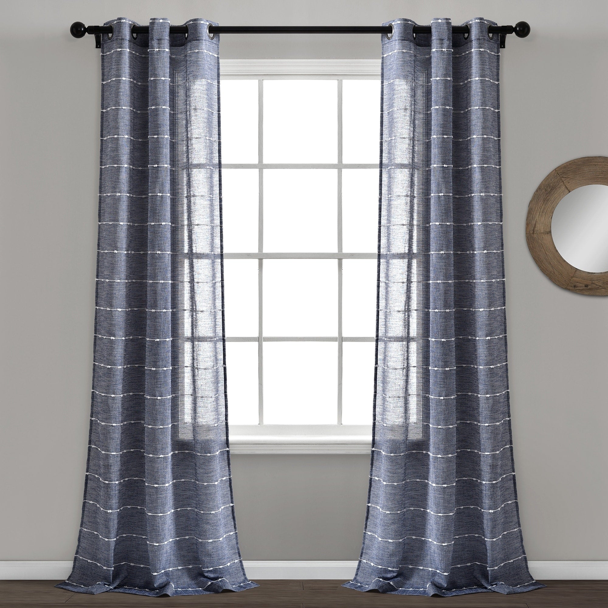 Paire de rideaux transparents texturés à œillets de style ferme Lush Decor