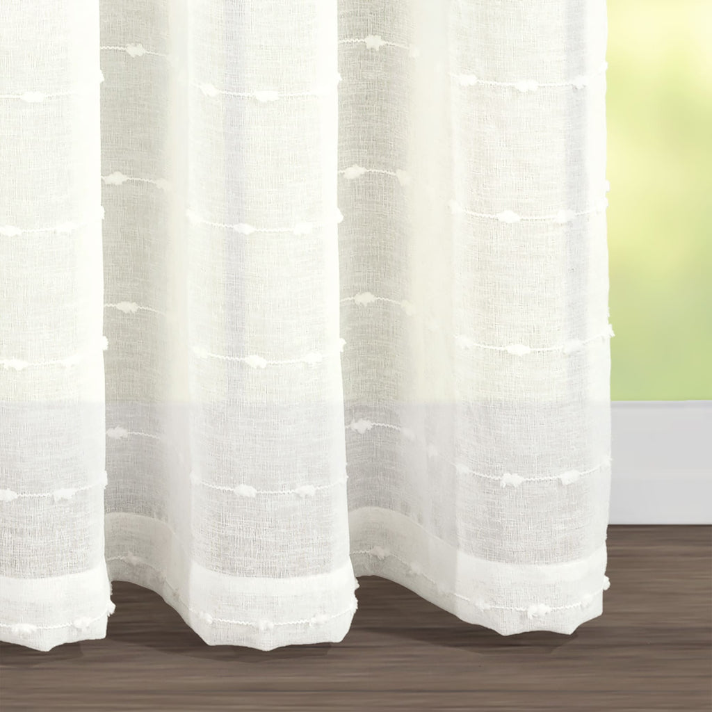 Paire de rideaux transparents texturés à œillets de style ferme Lush Decor
